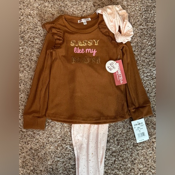 NWT Nannette Kids (Von Maur) Girls 4T “Sassy Like Mom” 2-Piece Outfit + Headband - Picture 5 of 8